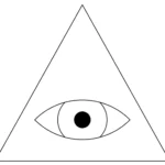 Triangular All-Seeing Eye symbol merging mystical traditions like Eye of Providence and Eye of Ra