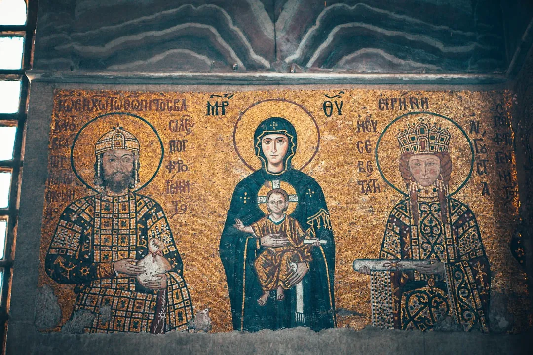 Sacred religious artwork depicting divine presence and spiritual oversight