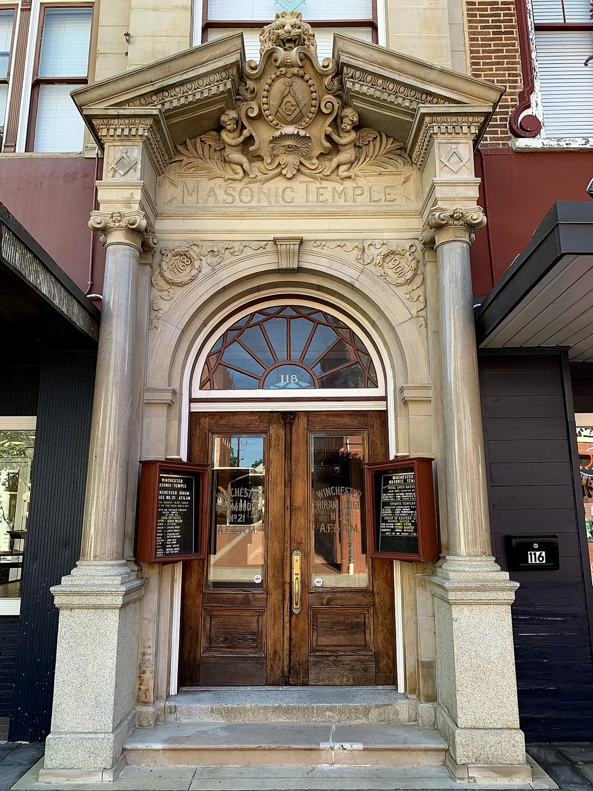 Historic Winchester Hiram Lodge building symbolizing Masonic membership heritage
